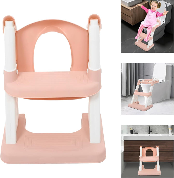Toilettensitz kinder, Toilettensitz Toilettentrainer mit Treppe und Griffen, Höhenverstellbar Faltba