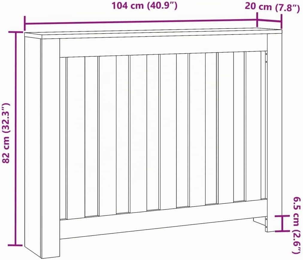 vidaXL Heizkörperverkleidung Betongrau 104x20x82 cm Holzwerkstoff 104 x 20 x 82 cm Betongrau, 104 x
