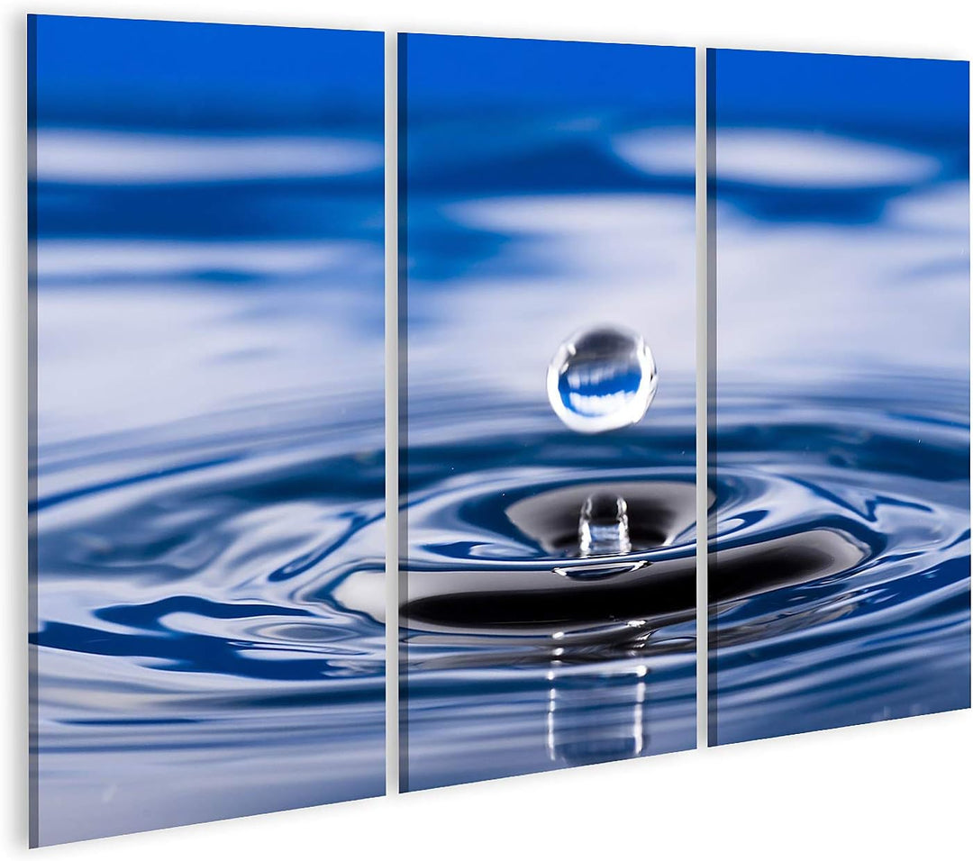 islandburner Bild auf Leinwand Wassertropfen Bilder Wandbilder Poster Leinwand 130x80cm - 3 Teile, L