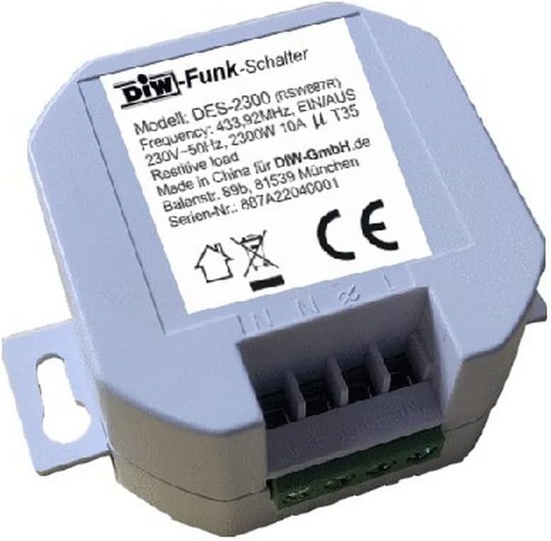 PD-548 DIW-FUNK Set Bewegungsmelder IP44 mit Funk-Einbau Empfänger 230V Funkschalter + Funk-Wandsend