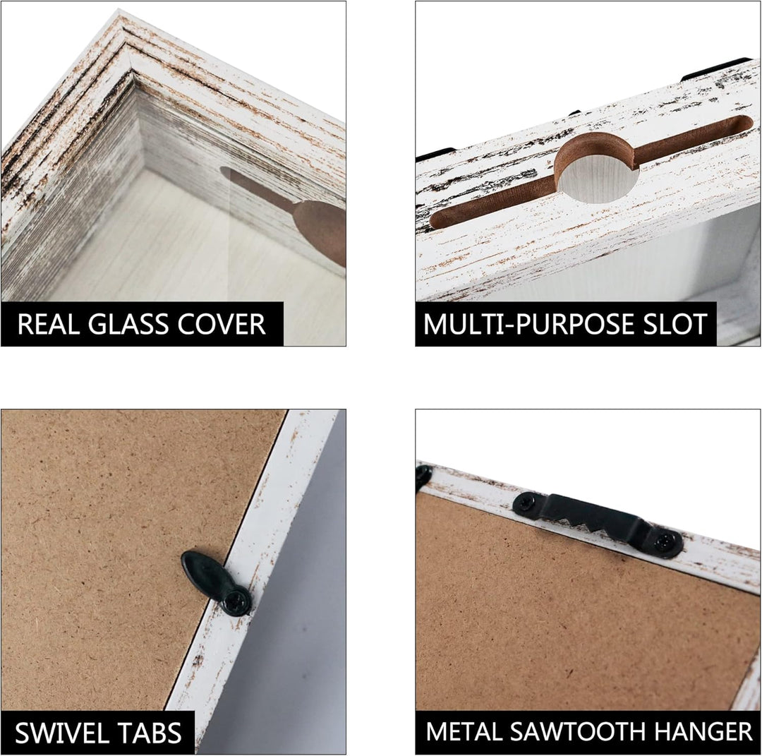 FramePro Kleine Schattenbox Muschel-Kollektion, Weiss, 20,3 x 20,3 cm, mit Schlitz, Filmreise, Sport
