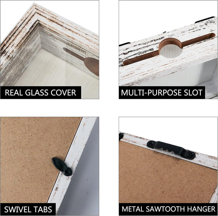 FramePro Kleine Schattenbox Muschel-Kollektion, Weiss, 20,3 x 20,3 cm, mit Schlitz, Filmreise, Sport