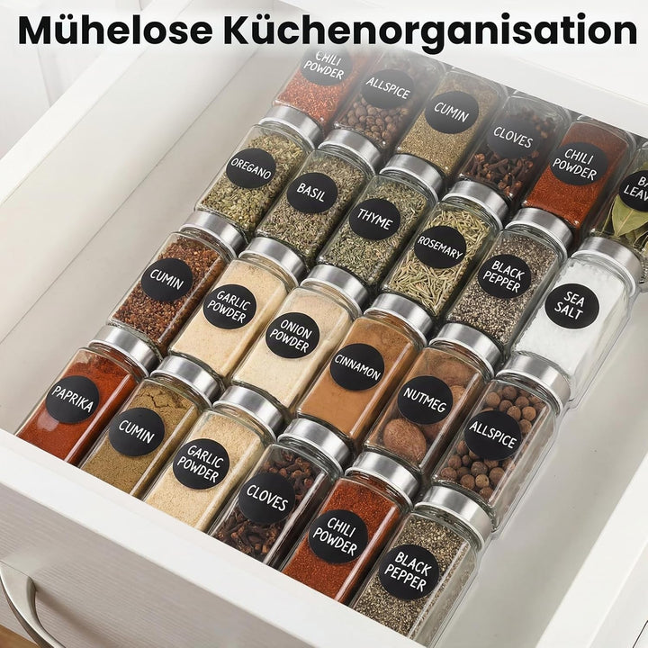 12pcs Gewürzgläser Eckig mit Edelstahldeckel, 120ml Glasbehälter mit Streueinsatz, Luftdichte Gewürz