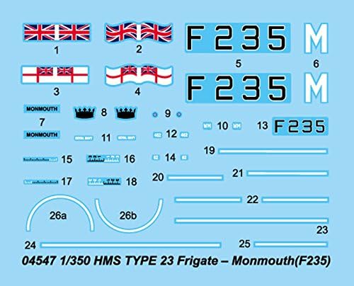 Trumpeter 04547-1/350 HMS Type 23 Frigate-Monmouth (F235) Modellbausatz, Mittel