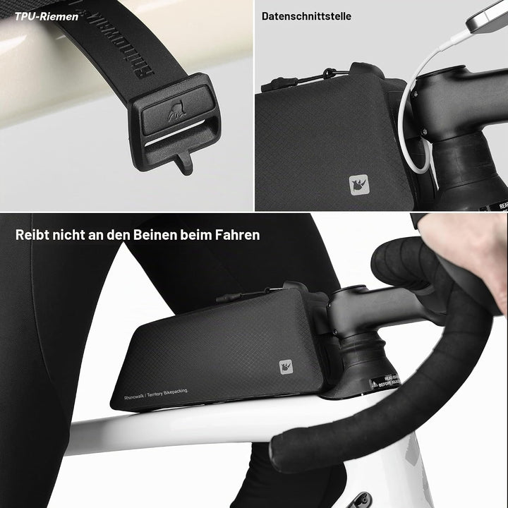 Rhinowalk Fahrrad Oberrohrtasche wasserdicht, Schraub- oder Riemenmontage, 600D TPU Rahmentasche, sc
