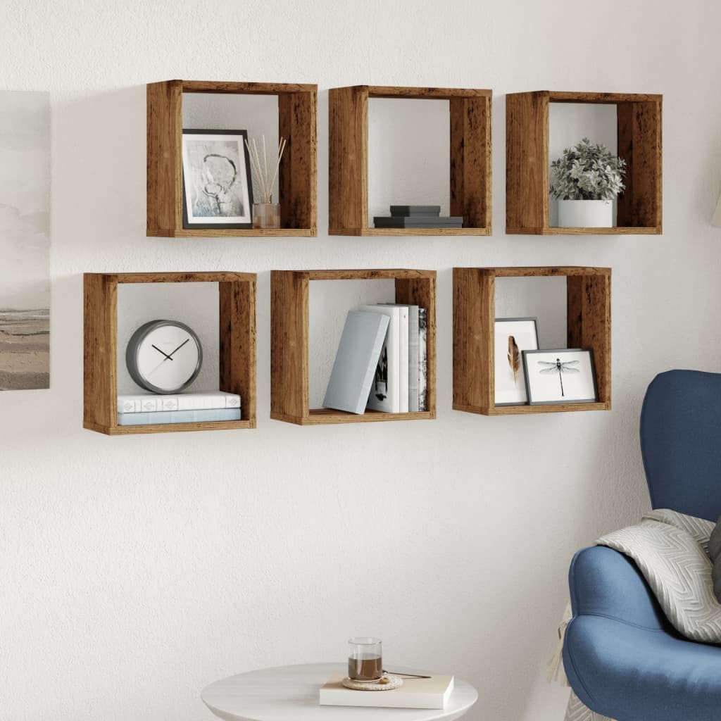 vidaXL Wandregal 6 STK., Würfelregal mit Stauraum Wandmontage, Hängeregal Schweberegal für Wohnzimme