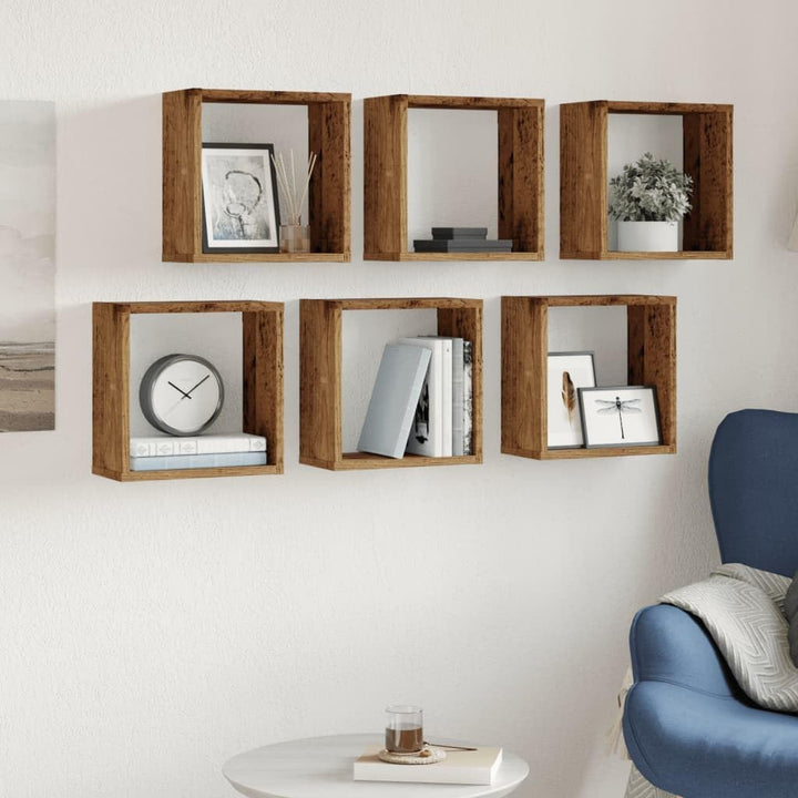 vidaXL Wandregal 6 STK., Würfelregal mit Stauraum Wandmontage, Hängeregal Schweberegal für Wohnzimme