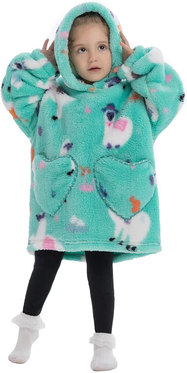 Ruiuzioong Kinder Übergrosse Kapuzenpullover,Super Weich Warmes Bequeme Tragbare Decken Sweatshirt f