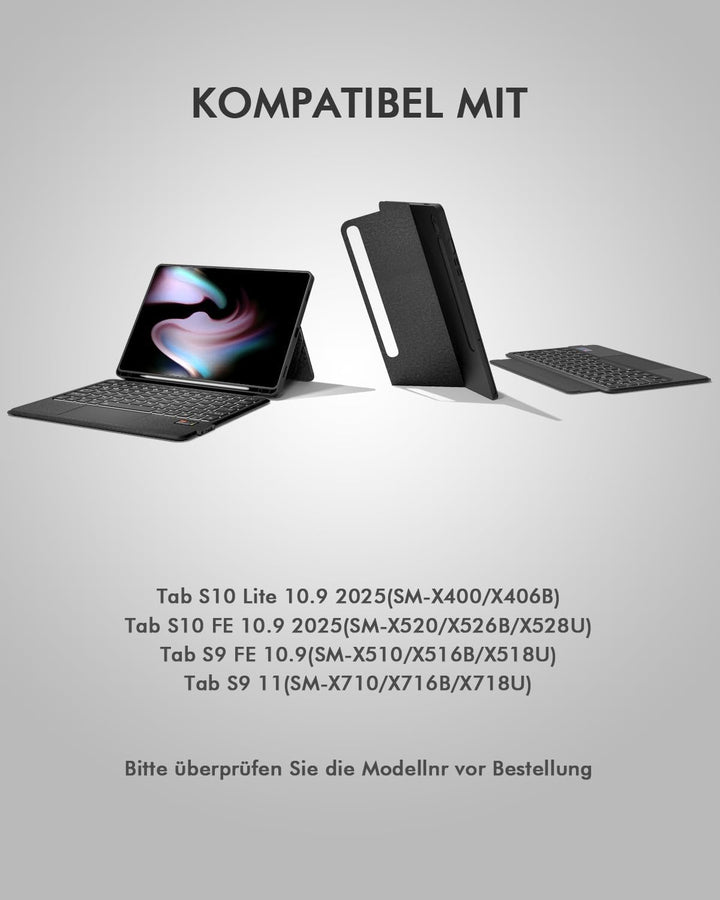 Doohoeek Tastatur Hülle mit LCD-Display für Samsung Galaxy Tab S10 Lite 10.9" 2025/S10 FE/S9 FE/S9 1