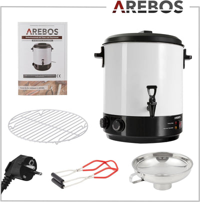 Arebos Einkochautomat 1800 W | Einkochtopf 28 L | mit Timer, Thermostat & Überhitzungsschutz | stufe
