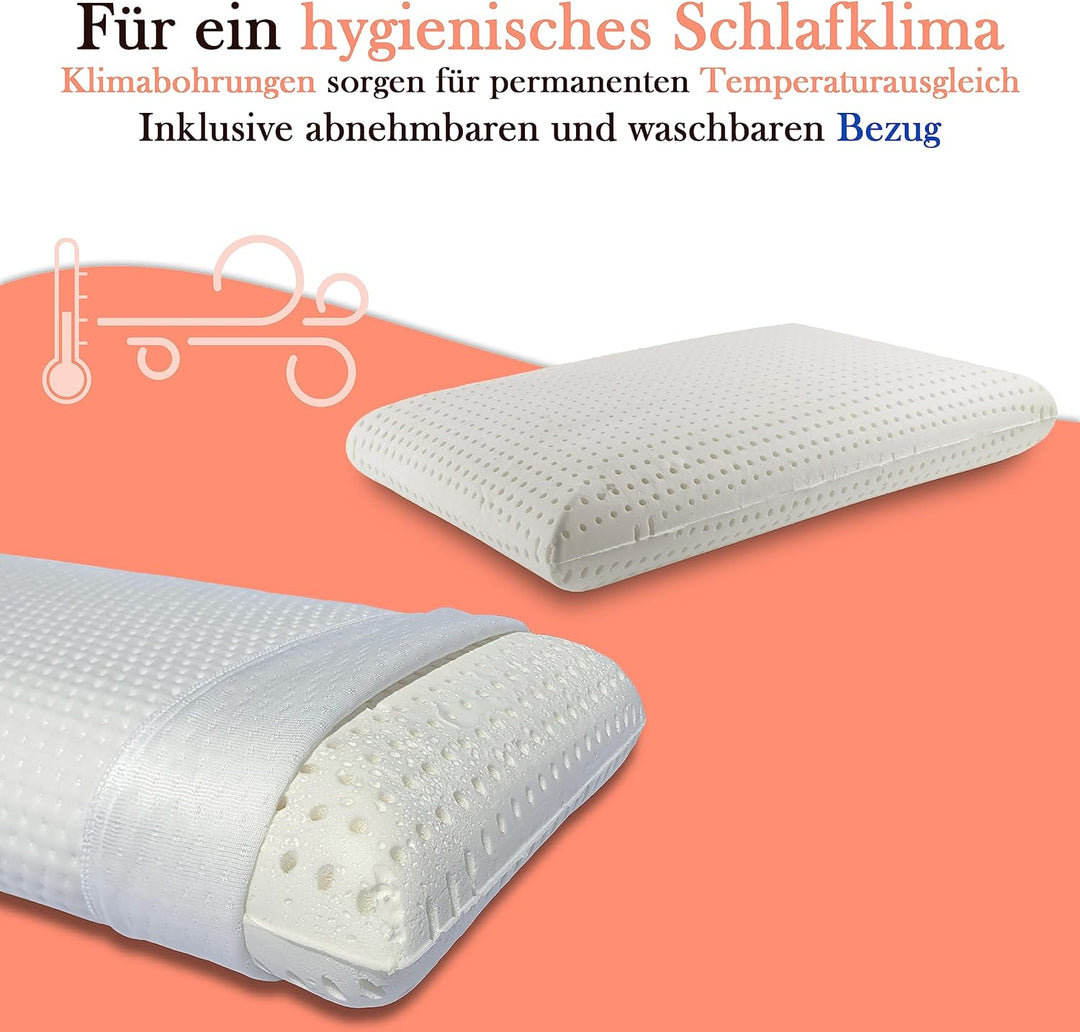 Sabeatex Nackenstützkissen aus Visco Soft Schaum, Kopfkissen, Viscoelastisches Memory Kissen, Nacken