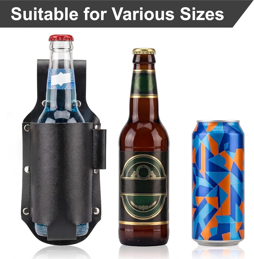 Biergürtel aus PU Leder, Bierhalter zum Befestigen am Gürtel, Tragbarer Bierholster im Cowboy-Design