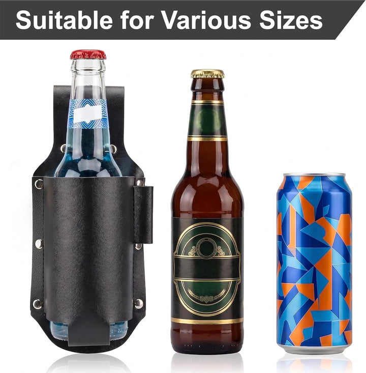 Biergürtel aus PU Leder, Bierhalter zum Befestigen am Gürtel, Tragbarer Bierholster im Cowboy-Design