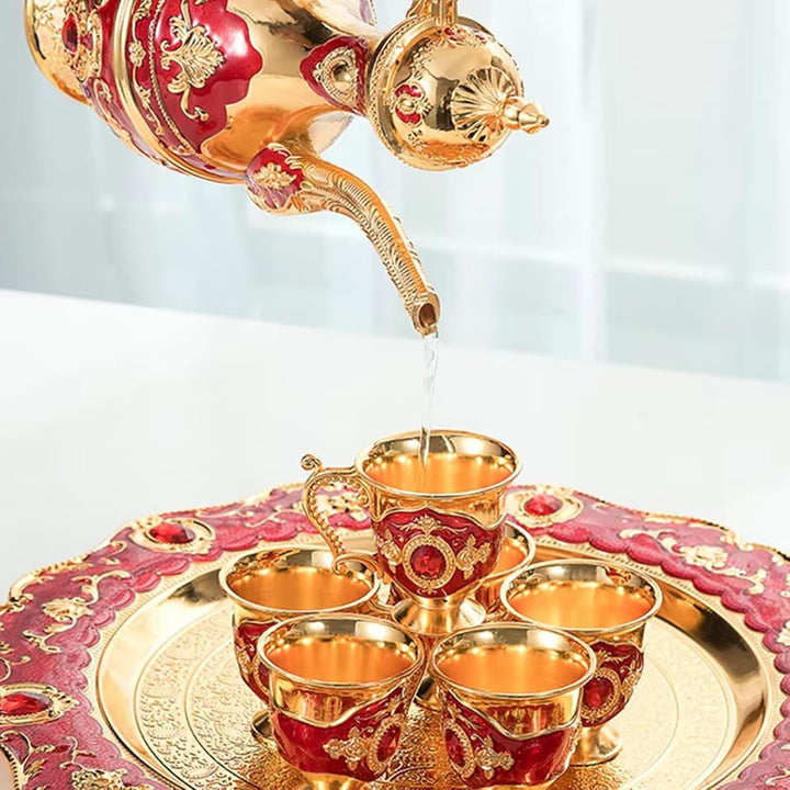 Marokkanisches Teeservice, 6-teilig, türkisches Kaffeetassen-Set mit Kanne, Vintage-Küchenzubehör fü