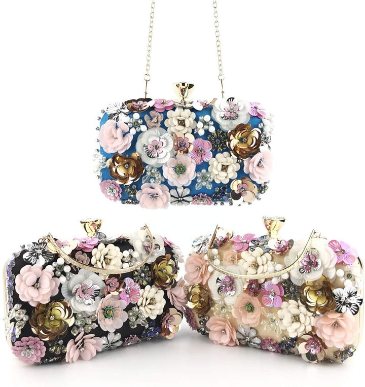 Jywmsc Damen Clutches Blume Abendtasche Handtasche Hochzeit Clutch Party Tasche Schwarz, Schwarz