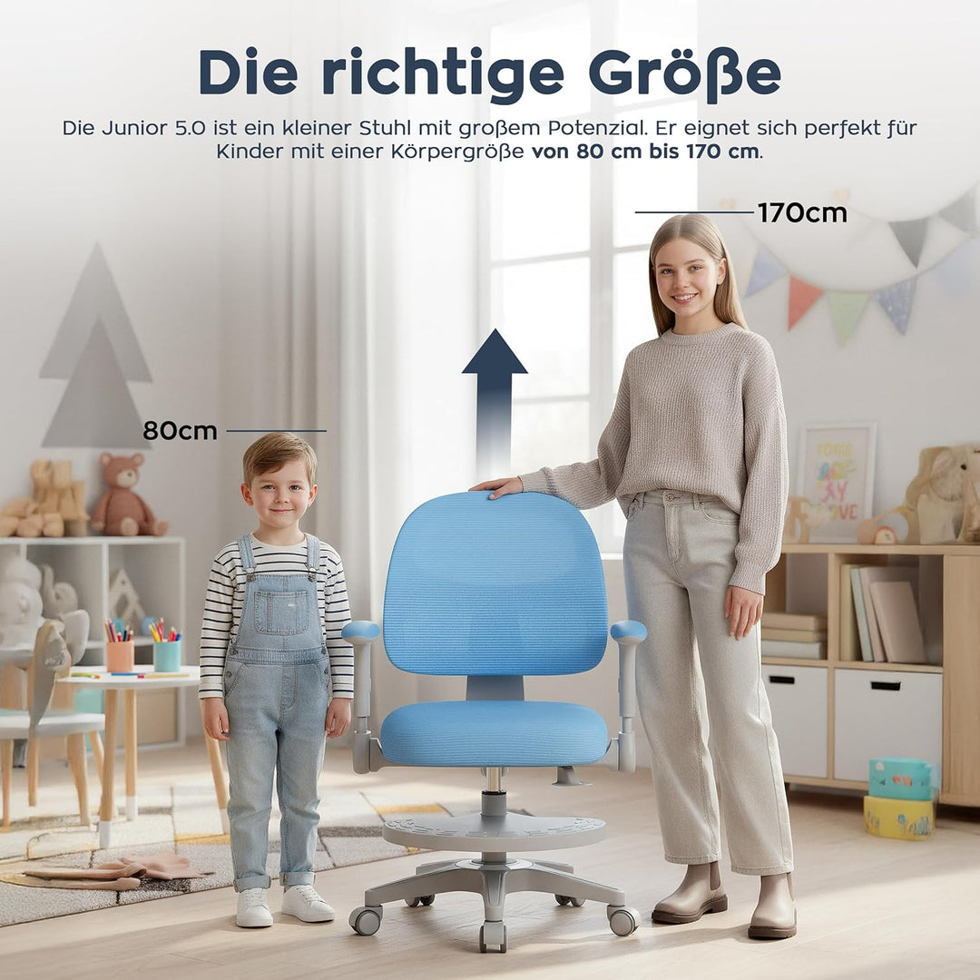 MARK ADLER Junior 5.0 Blue | Kinder Schreibtischstuhl Ergonomischer Bürostuhl Kinderdrehstuhl Jugend