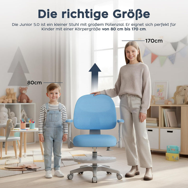 MARK ADLER Junior 5.0 Blue | Kinder Schreibtischstuhl Ergonomischer Bürostuhl Kinderdrehstuhl Jugend