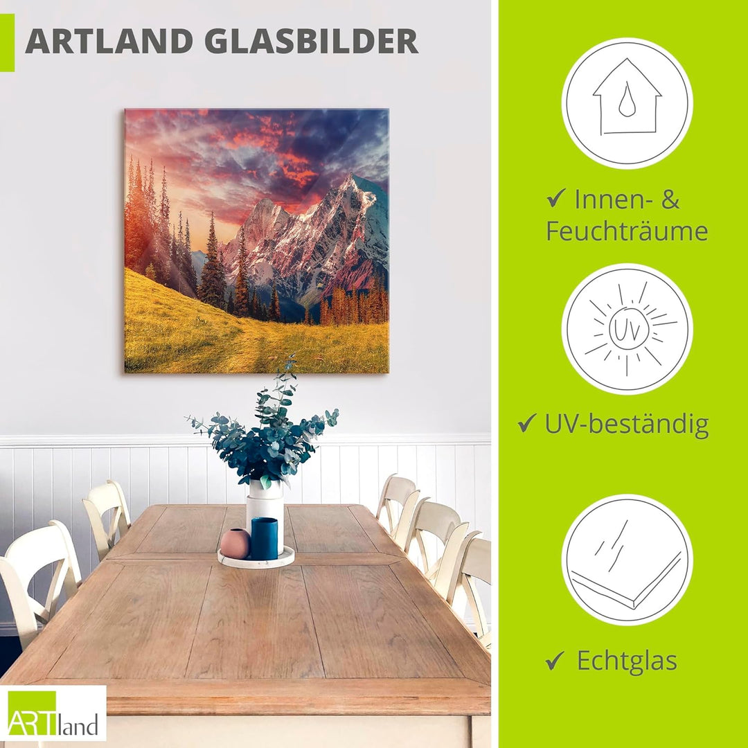 Glasbilder Wandbild Glas Bild einteilig 40x40 cm Quadratisch Alpen Berge Landschaft Natur Gebirge So