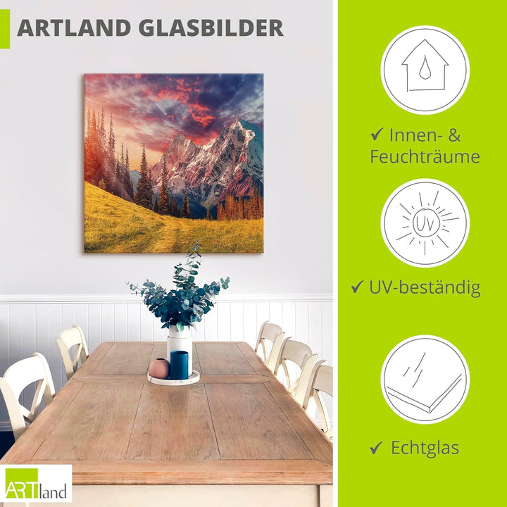 Glasbilder Wandbild Glas Bild einteilig 40x40 cm Quadratisch Alpen Berge Landschaft Natur Gebirge So