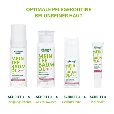 alkmene Mein Teebaumöl Reinigungsschaum Gesicht 6x 150 ml Pickel Reduktion 75% bestätigt - naturrein
