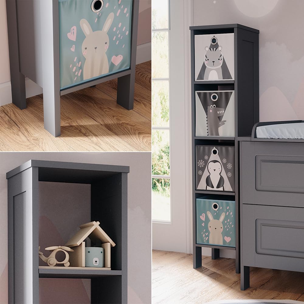 VitaliSpa Kinderregal Ajaton, Grau, 35.2 x 159.5 cm, zur Aufbewahrung von Spielzeug und Büchern mit