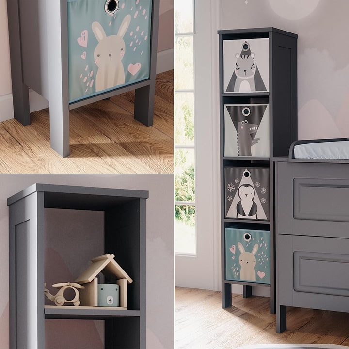 VitaliSpa Kinderregal Ajaton, Grau, 35.2 x 159.5 cm, zur Aufbewahrung von Spielzeug und Büchern mit