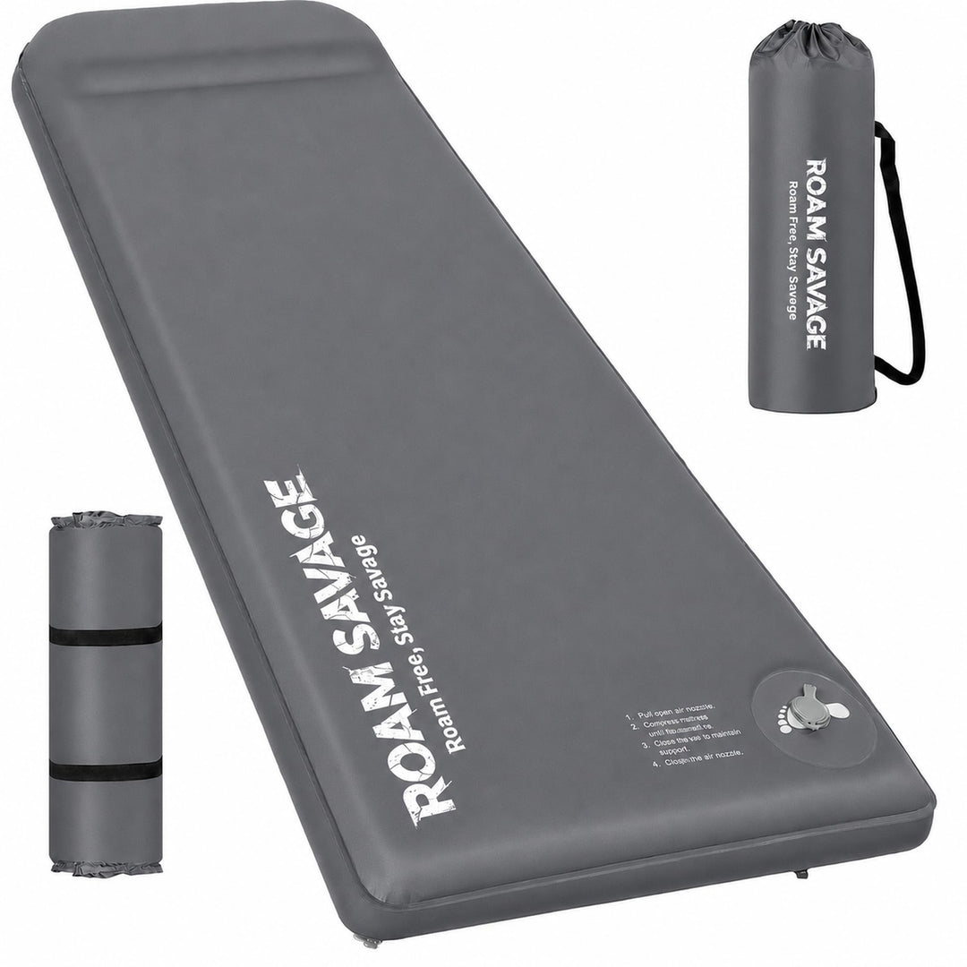 ROAM Savage Selbstaufblasende Camping-Isomatte, 7 cm Schlafmatte mit Kopfkissen, R-Wert 8,0 Isolieru