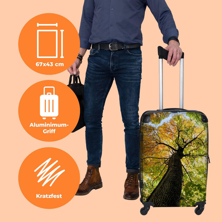 NoBoringSuitcases.com® Koffer gross Trolley Rollkoffer Reisekoffer mit 4 Rollen Fotokoffer - Bäume -
