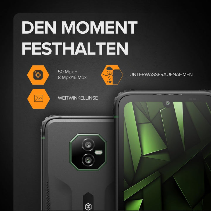 Hammer Ranger 4G 8+8GB/256GB Outdoor Handy, Baustellenhandy und Rugged Smartphone, 6" Display, IP69