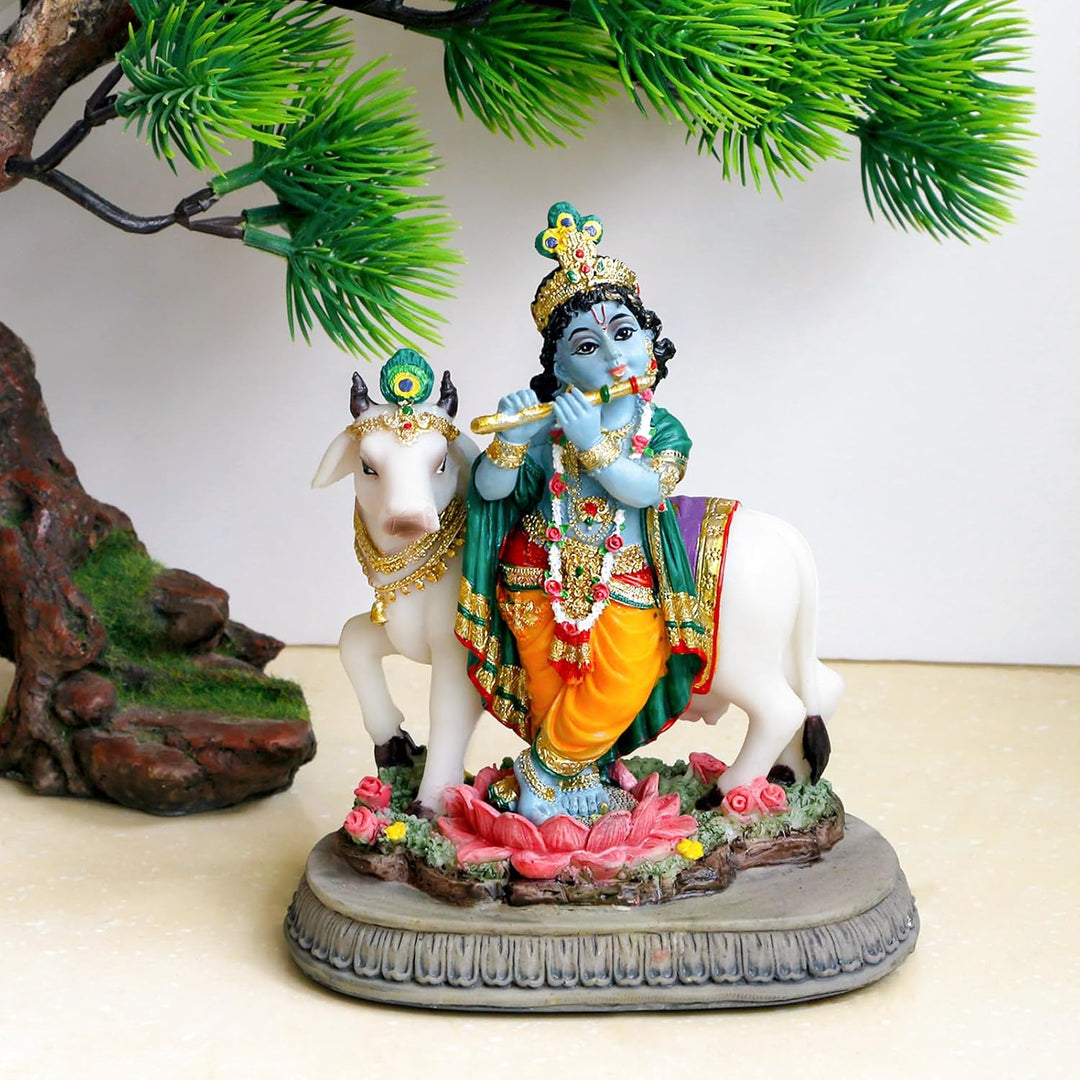 alikiki Statue Hindu-Gott Lord Krishna – 14,5 cm H Indien Idol Krishna Skulptur Geschenke für indisc