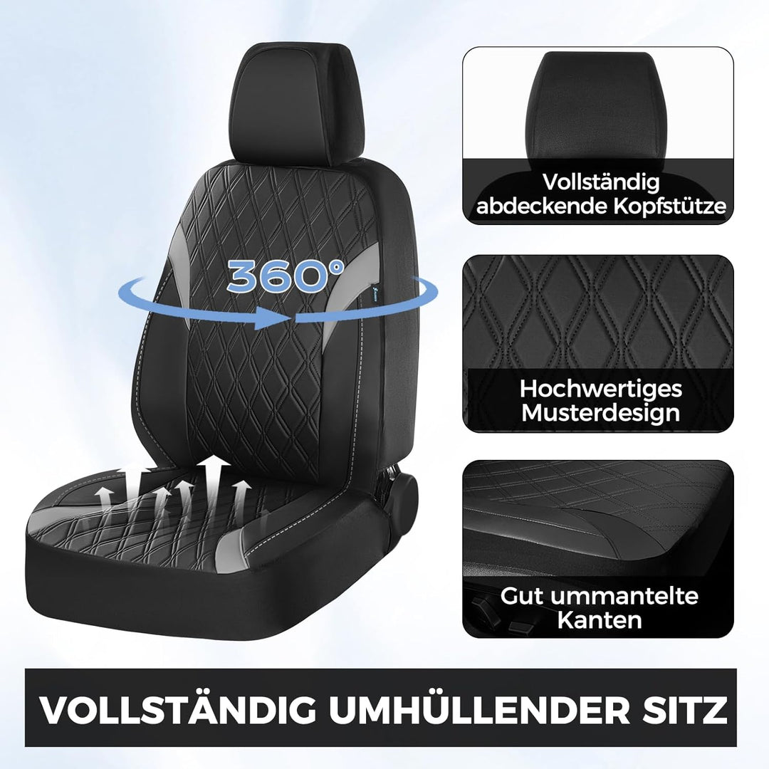 FLORICH Autositzbezüge Komplettset Vordersitze, Atmungsaktive PU Leder Sitzbezüge, Wasserdichter Aut