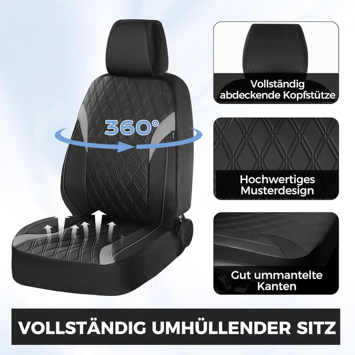 FLORICH Autositzbezüge Komplettset Vordersitze, Atmungsaktive PU Leder Sitzbezüge, Wasserdichter Aut