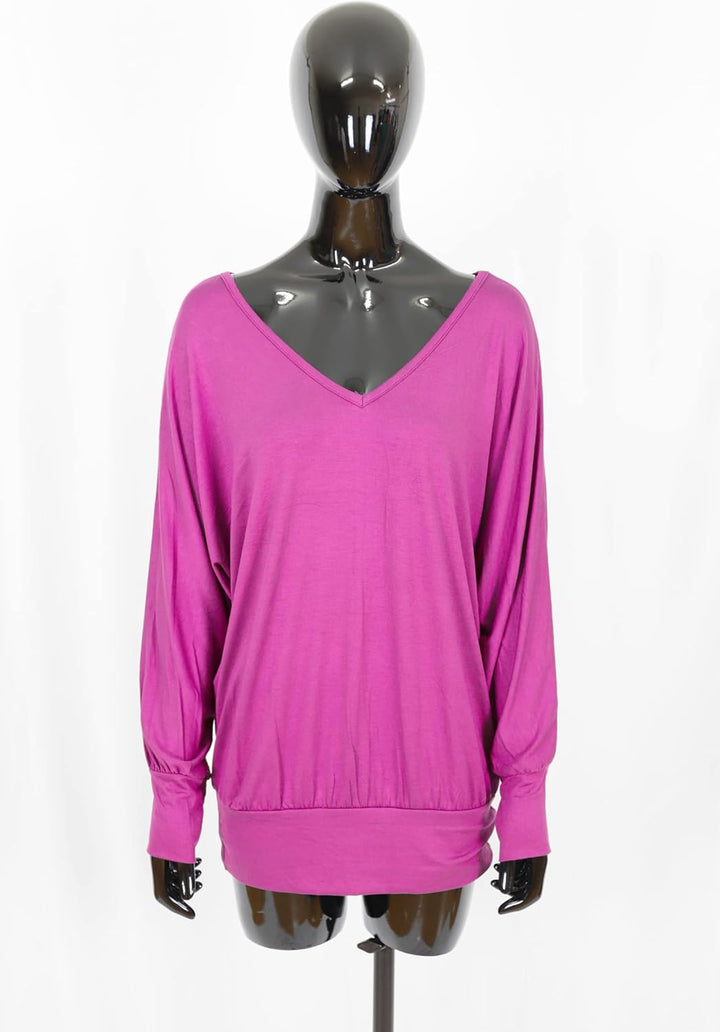 Van Der Rich ® - T-Shirt Raffinierte Einfachheit T-Shirt Einfarbig - Damen M Ml-fuchsia, M Ml-fuchsi