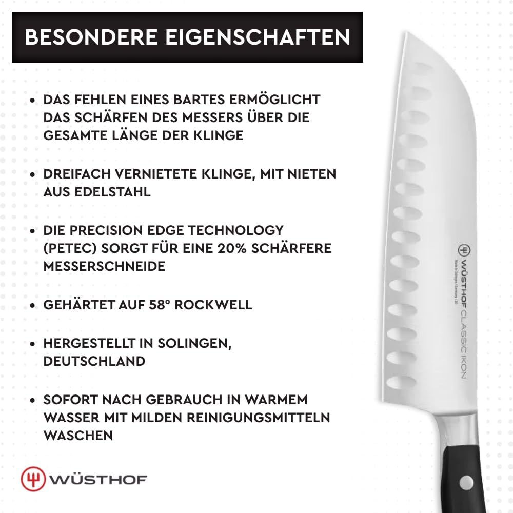 WÜSTHOF Classic Ikon Santoku 17 cm Schwarz 17 cm