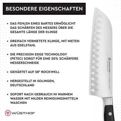 WÜSTHOF Classic Ikon Santoku 17 cm Schwarz 17 cm
