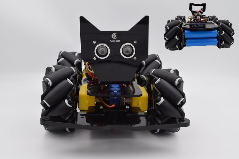 Adeept 4WD Omni-Directional Mecanum Wheels Robotic Car Kit for Raspberry Pi Pico DIY STEM Remote Con