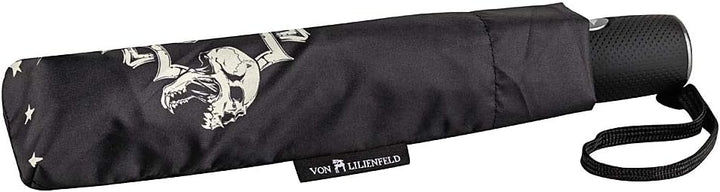 VON LILIENFELD Regenschirm Taschenschirm Skull Totenkopf Schädel Windfest Auf-Zu-Automatik Stabil Le