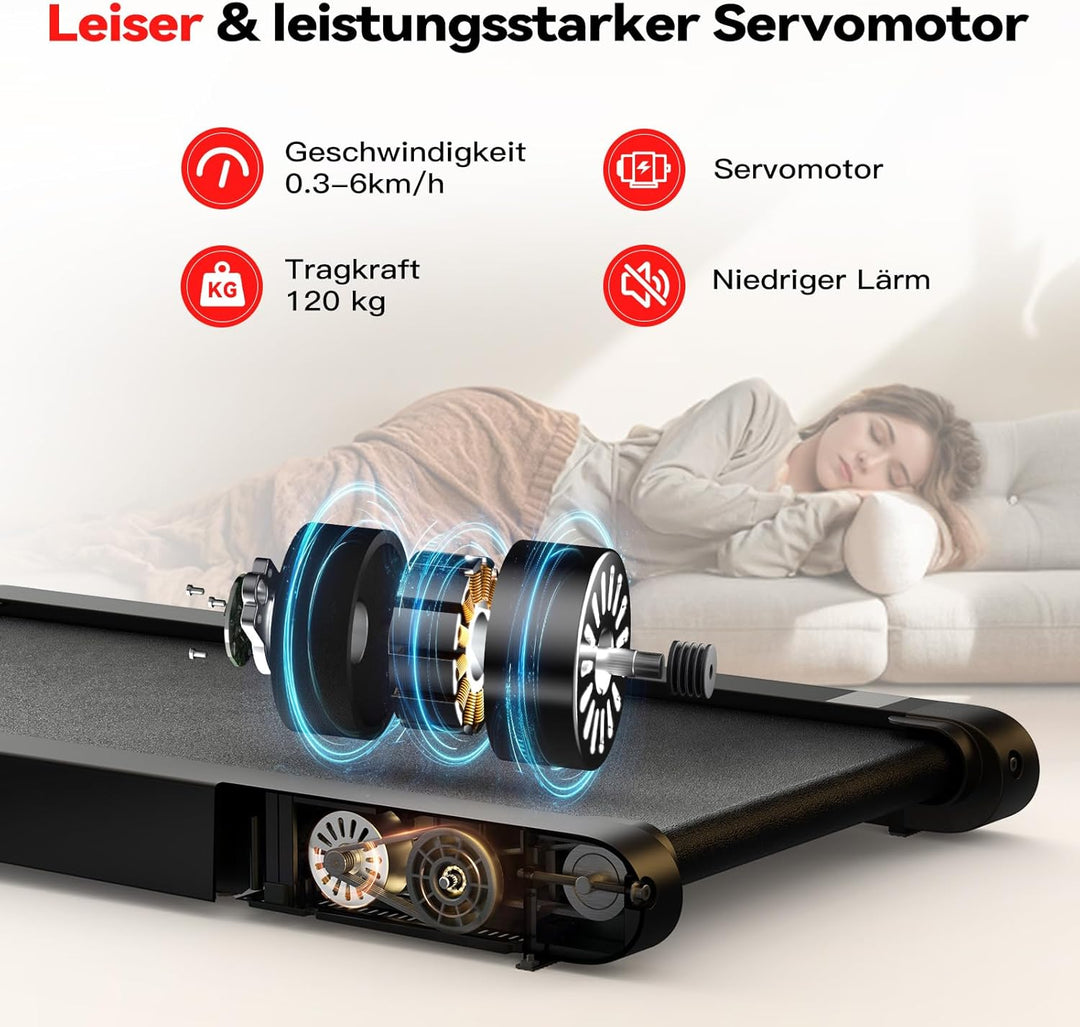 Walking Schwingungen Pad mit APP, Laufband für Zuhause 6 km/h, Walking Pad Bürogebrauch und Fernbedi