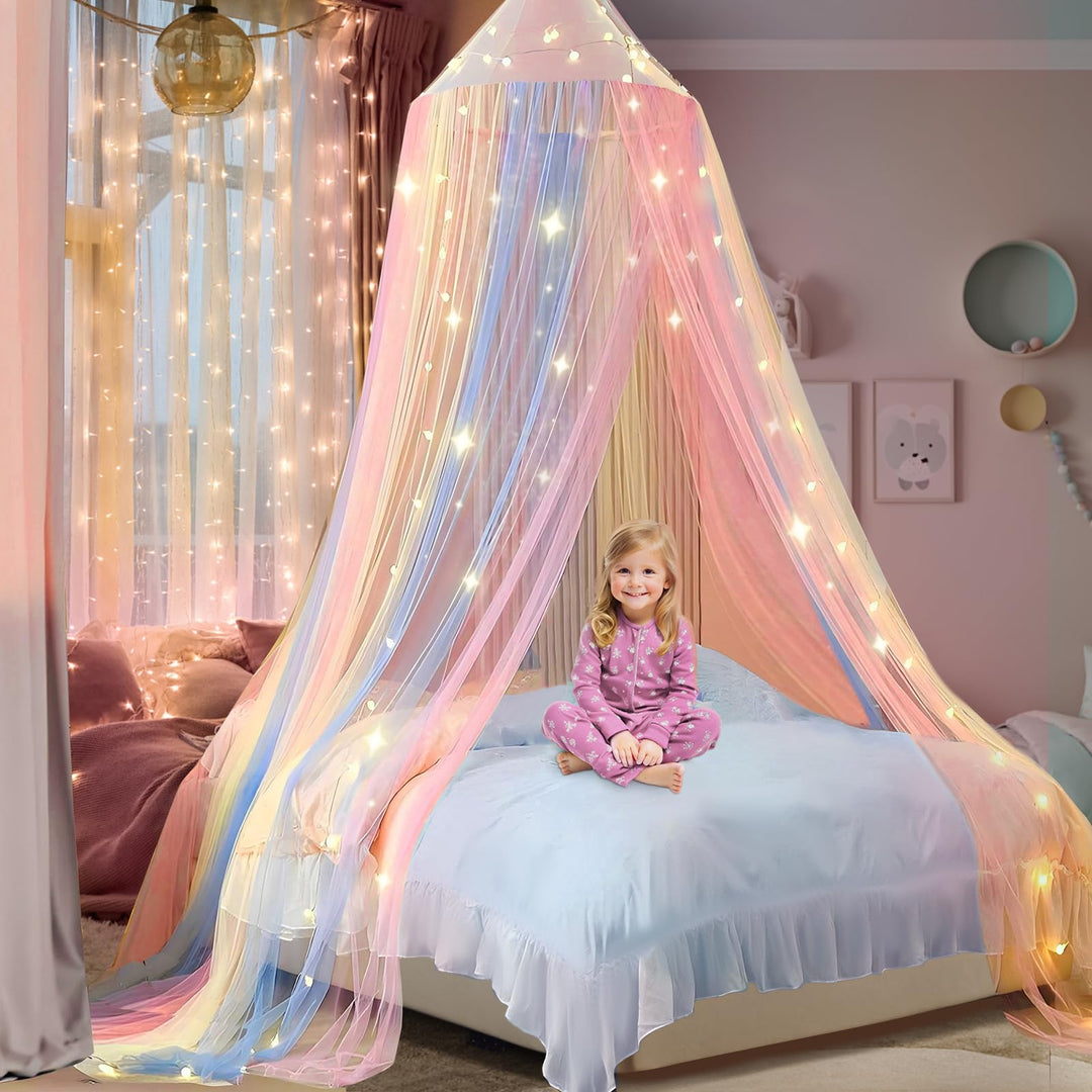 Forhome Betthimmel Mädchen,Regenbogen Betthimmel,(60 * 250 * 1250),Hängendes Mückennetz Bett für Kin