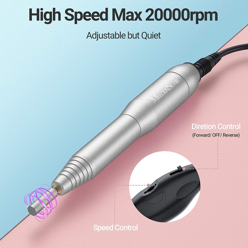 MelodySusie Nagelfräser Elektrisch 20000 U/min einstellbare Geschwindigkeit Professionelle Elektrisc