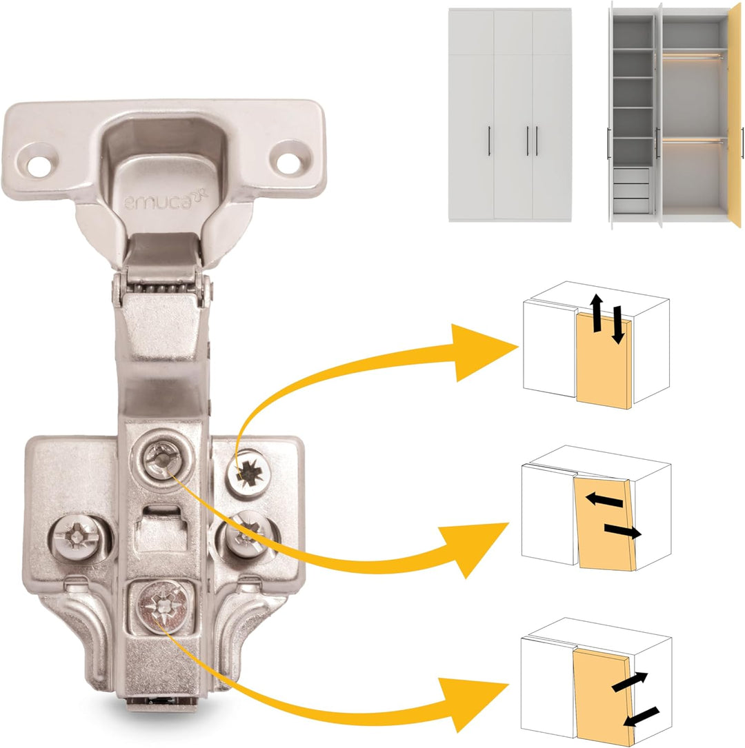 Emuca 1011807 Pack aus 20 Topfscharnieren Ø35mm 100° mit sanftem Verschluss für aneinanderstossende