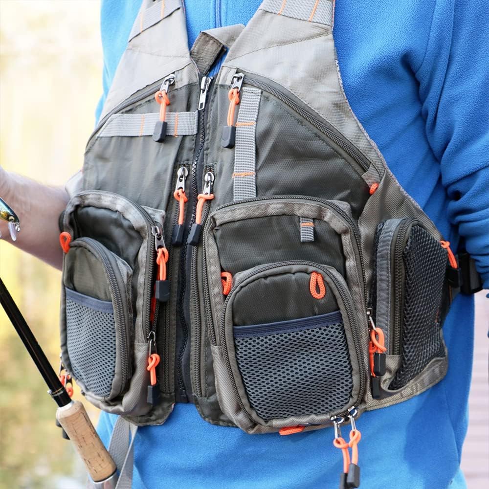 Raprance Angelweste für Männer und Frauen, Outdoor-Aktivitäten, Fliegenbarsch, Angelweste, Rucksack