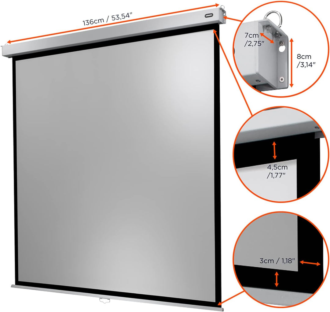 celexon manuell ausziehbare Heimkino- und Business-Rollo-Beamer-Leinwand 4K und Full-HD mit Slow-Ret