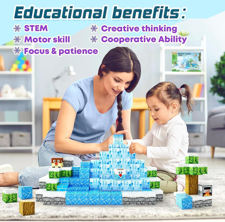 Magnetische Bausteine - Build Mine Magnete Welt World Set, Magnet Frozen Kinderspielzeug für 3 4 5 6