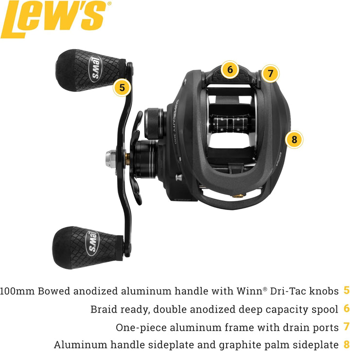 Lew's SuperDuty Baitcast-Spule mit 300 Geschwindigkeiten 7,2:1 Rechtshänder-Baitcast-Rolle, 7,2:1 Re