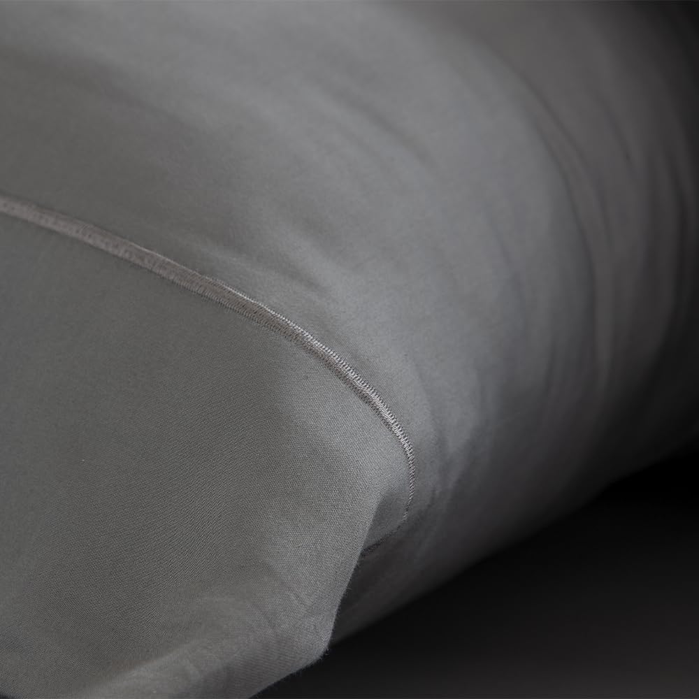 COTTON ARTean Satin-Bettwäsche-Set, ägyptische Baumwolle, Fadenzahl 300, grau, für Betten von 90 x 1