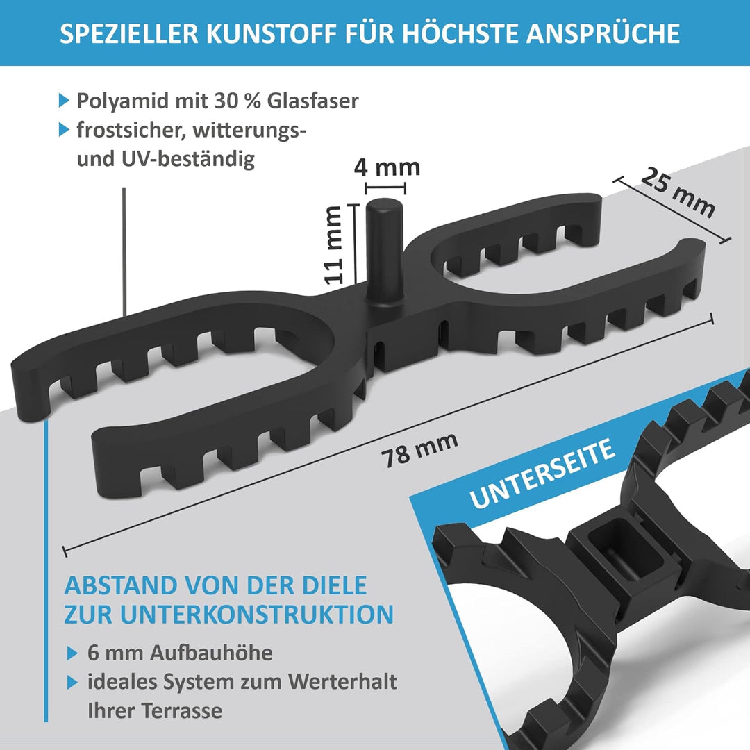 My Plast I 4 mm Fugenbreite - 1000 Stück - offen geriffelt I Terrassen-Abstandhalter – hochwertiger