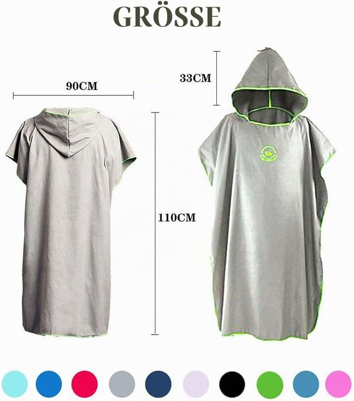 Hiturbo Mikrofaser Handtuch Poncho, Umziehhilfe Strand, Surf Poncho Herren und Damen Changing Robe,