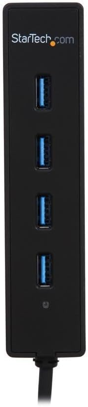 StarTech.com 4 Port USB 3.0 SuperSpeed Hub - Schwarz - Portabler externer USB Hub mit eingebautem Ka