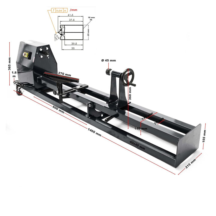 Wiltec Drechselbank 400 W mit verstellbarem Reitbock, Drechselmaschine mit Planscheibe u. Sicherheit